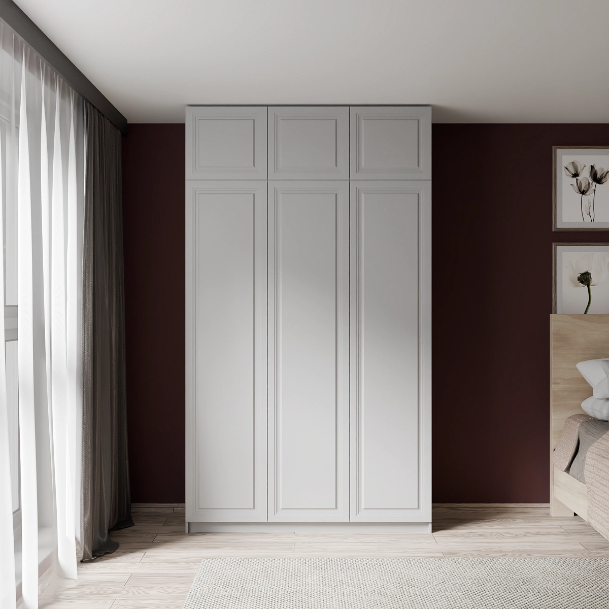 Шкаф с антресолью и фрезерованными фасадами Марс Серый (Оргей)